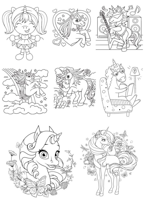 Unicorn colouring pages