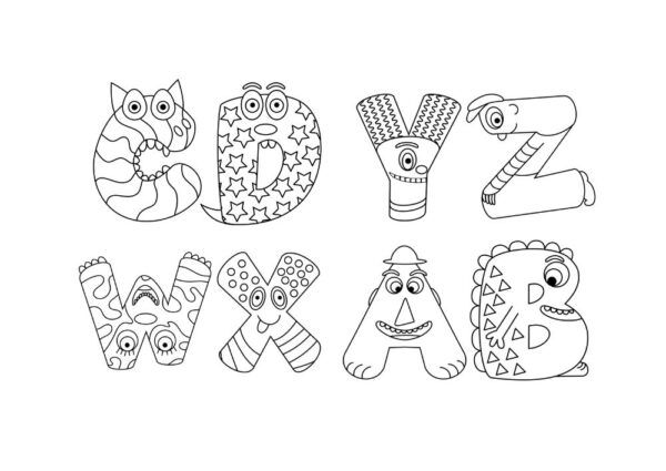 Alphabets Coloring page PDF