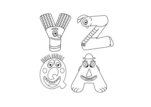 A to Z English Letter Coloring Pages